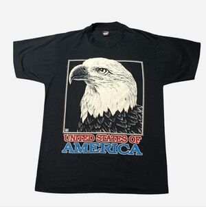 Vintage 90s United States Of America Bald Eagle Puff Print T-shirt